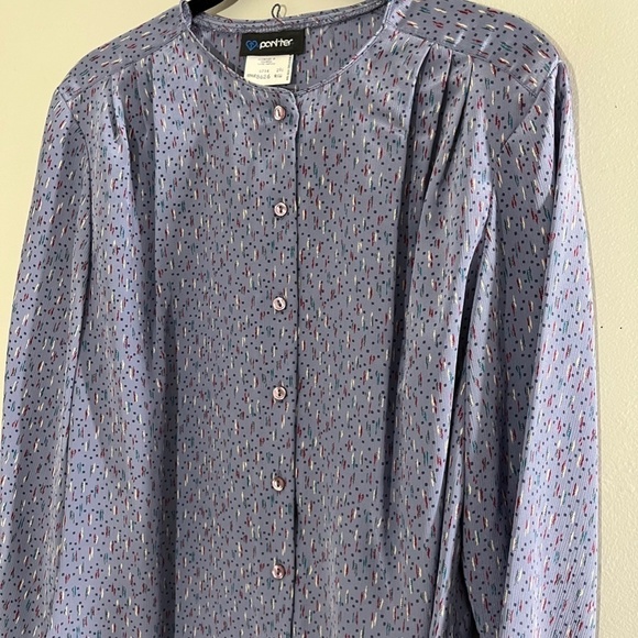 Vintage Top 9 Purple Polka Dot Retro Classic Preppy Coastal Chic Workwear 80s - Picture 5 of 13